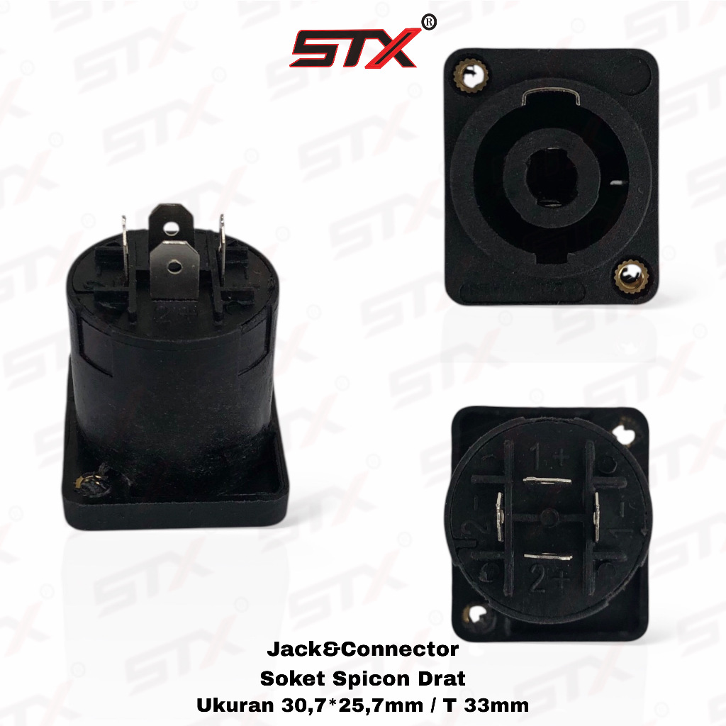 STX JACK&CONNECTOR : Soket Speakon Hitam Drat