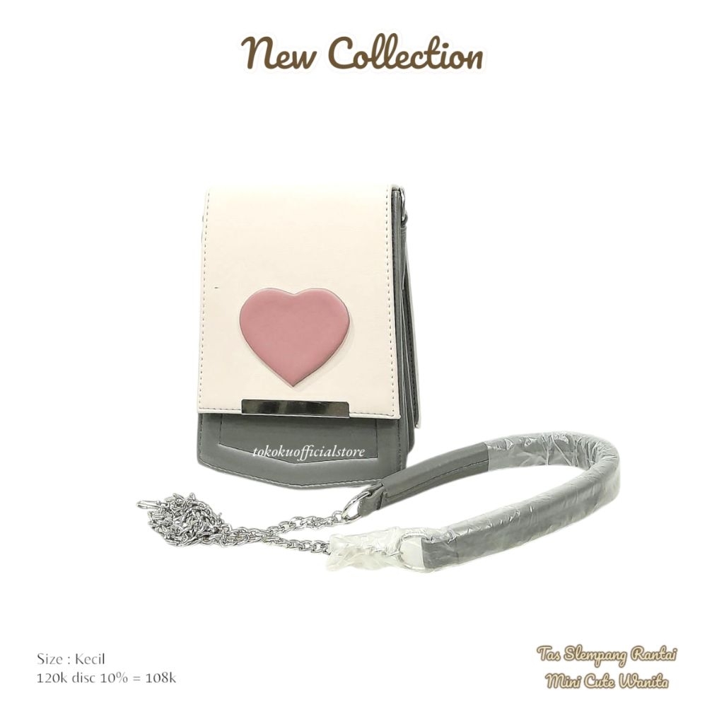 TOKOKU Tas Slempang Tenteng Rantai Mini Wanita Kulit Love  Premium
