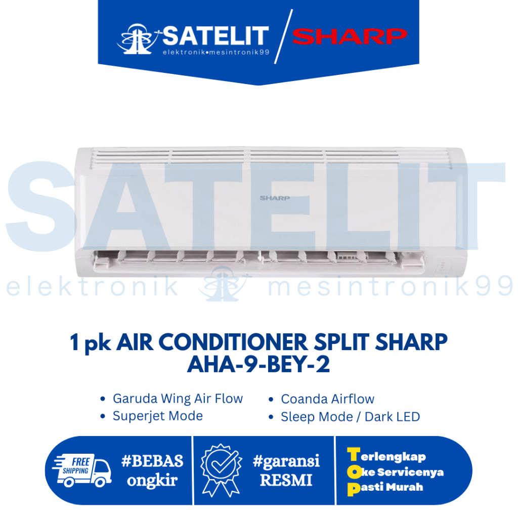 SHARP AC Split 1 PK AHA-9-BEY-2 | Super Jet Mode | Hemat Listrik & Cepat Dingin