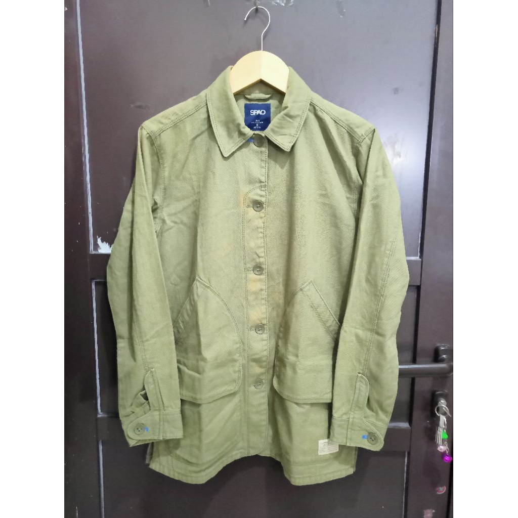 JAKET PARKA WARNA HIJAU ARMY MEREK SPAO SIZE S FIT TO M