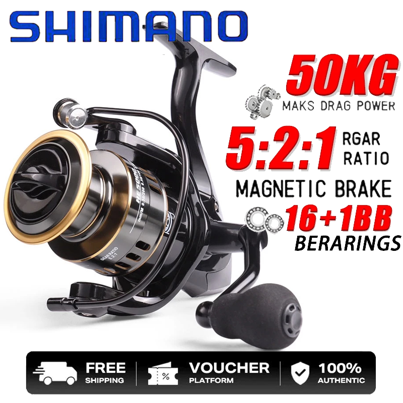 SHIMANO HE1000-7000 Reel Pancing Tarikan Max Drag 30KG Reel Spinning Gear 5.2: 1 Gagang CNC Spul Log
