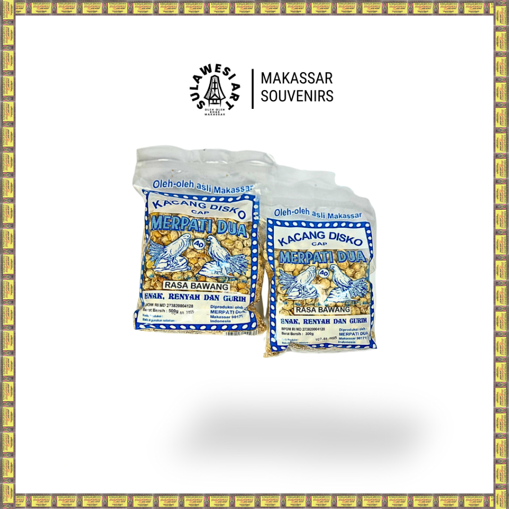 Kacang Disko Cap Merpati Dua rasa Bawang – 300gr | 500gr – Oleh-Oleh Khas Makassar