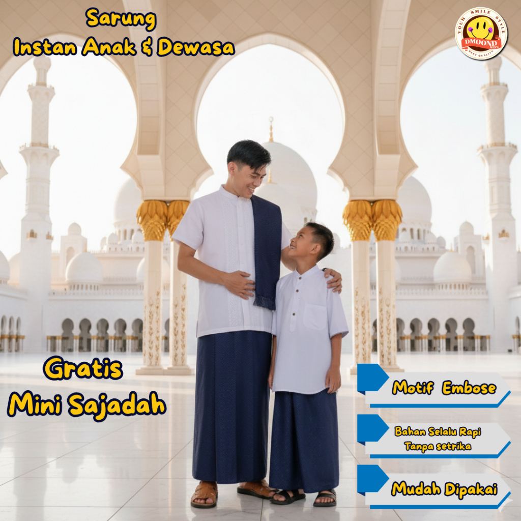 Dmoond - Sarung Anak Dan Dewasa / Sarung Instan Embose / Sarung Couple anak dan ayah