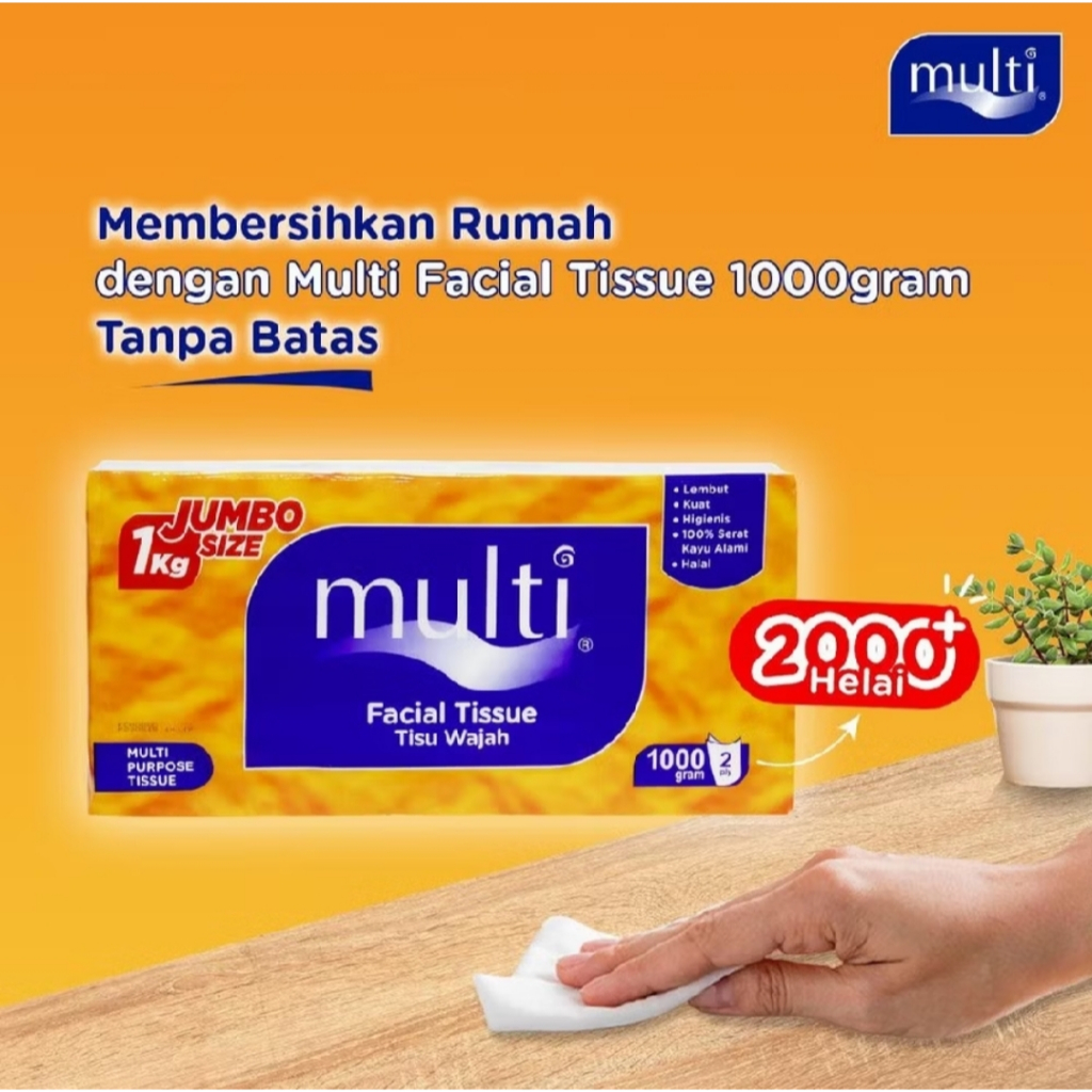 ( 1 Karton Isi 16 Box ) Multi 1000 Gram - Tissue Facial Jumbo Size Kiloan Co