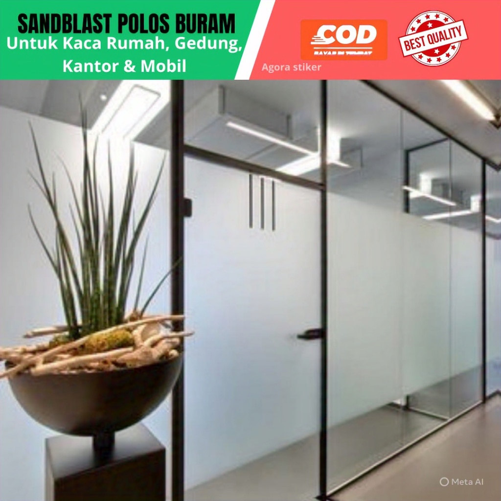 Stiker Kaca Sandblast Lebar 120cm Buram Polos Premium Tidak Tembus Pandang Untuk Pintu Jendela Kaca 
