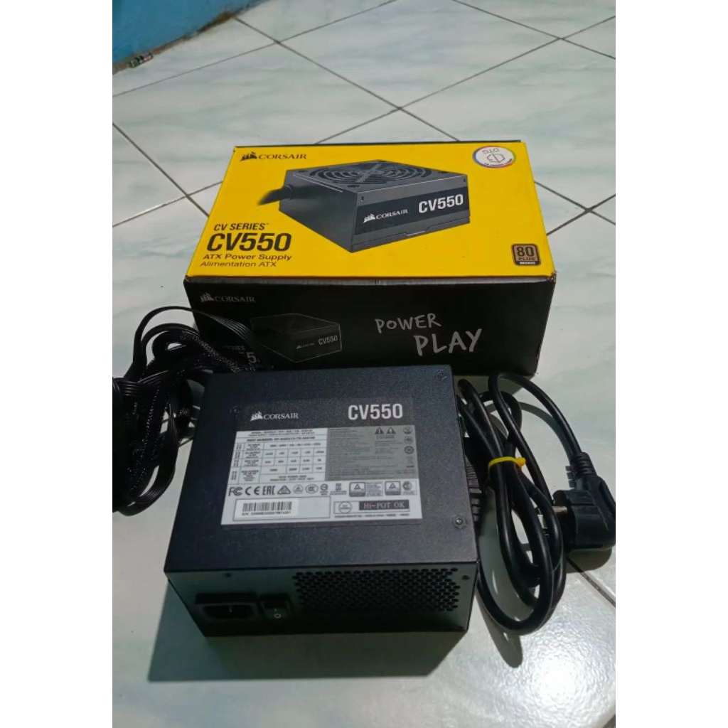 Psu Gaming Berkualitas Corsair CV550+Kabel Power