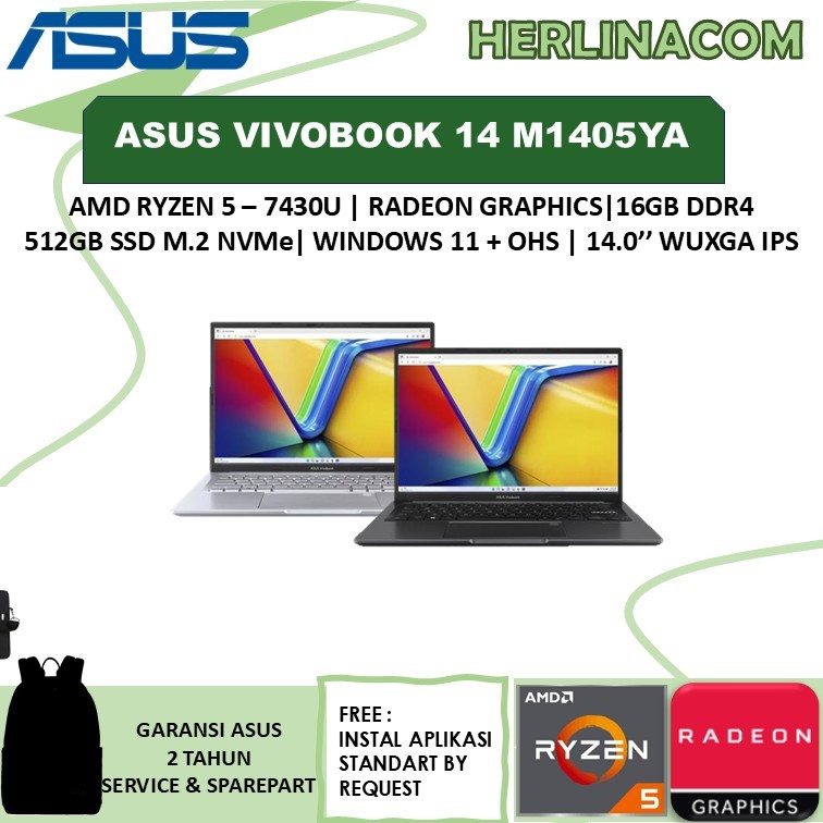 Asus Vivobook 14 M1405YA Ryzen 5 7430 16GB 512GB Windows 11 + OHS 14.0'' inch