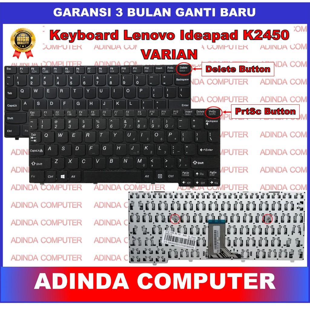 Keyboard Lenovo Ideapad K2450 K2450A K2450H K2450-4500U K20-30 K20-35 K20-40 Tombol FN