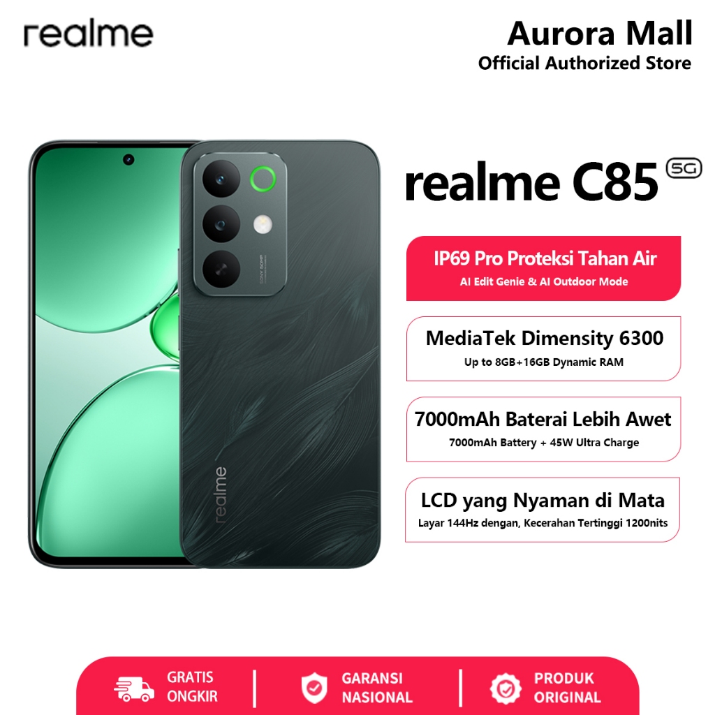 Hp realme C85 5G 8/256GB RAM 8GB+16GB Extended ROM 256GB realme Garansi Resmi