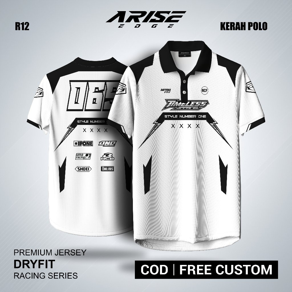 JERSEY RACING Unisex Kaos Jersey Bebas Custom Desain Kerah Lengan Pendek_COD ARISE