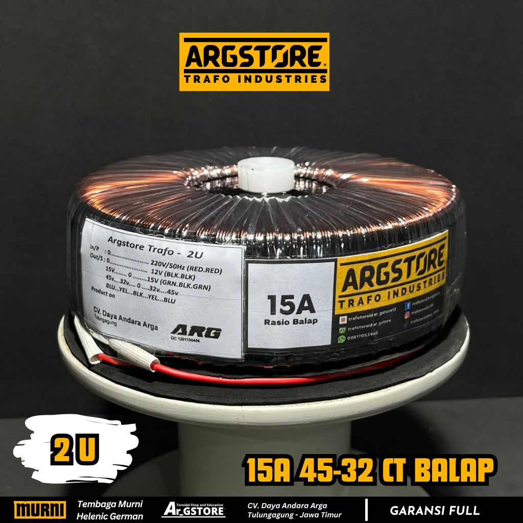 Trafo toroid donat 15A 45V CT (Murni) - Spesifikasi Balap