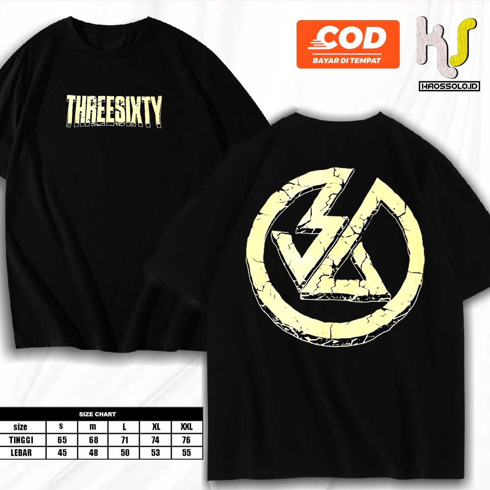 KAOS THREESIXTY KAOS THREESIXTY KUNING KAOS BAND COCOK UNTUK PRIA DAN WANITA