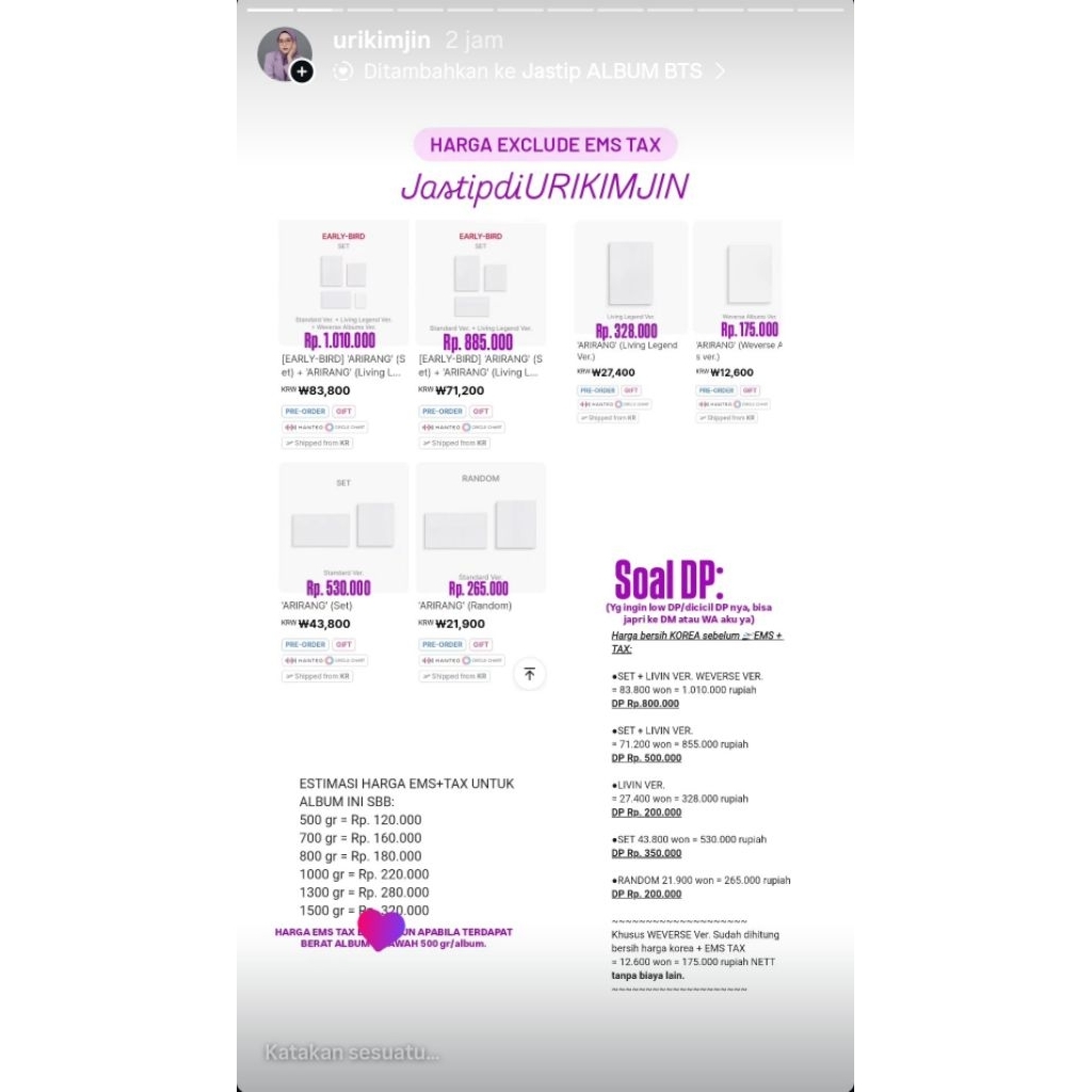 PO ALBUM BTS "ARIRANG" OFFICIAL WEVERSE