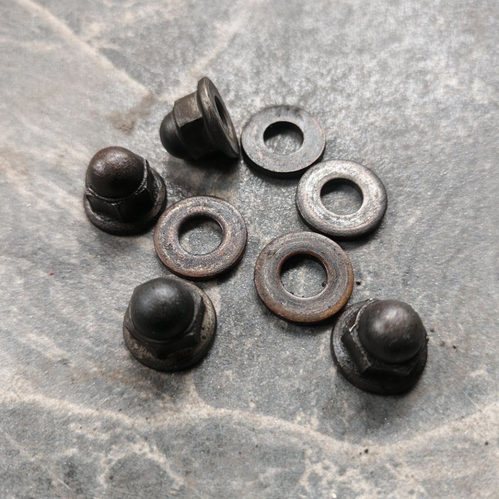 MUR TOPI MUR KOP / HEAD CB GL MP TIGER PENDEK KUNCI 12 PENDEK MODEL HITAM DAN KROM BAUT MUR BAUT SUN