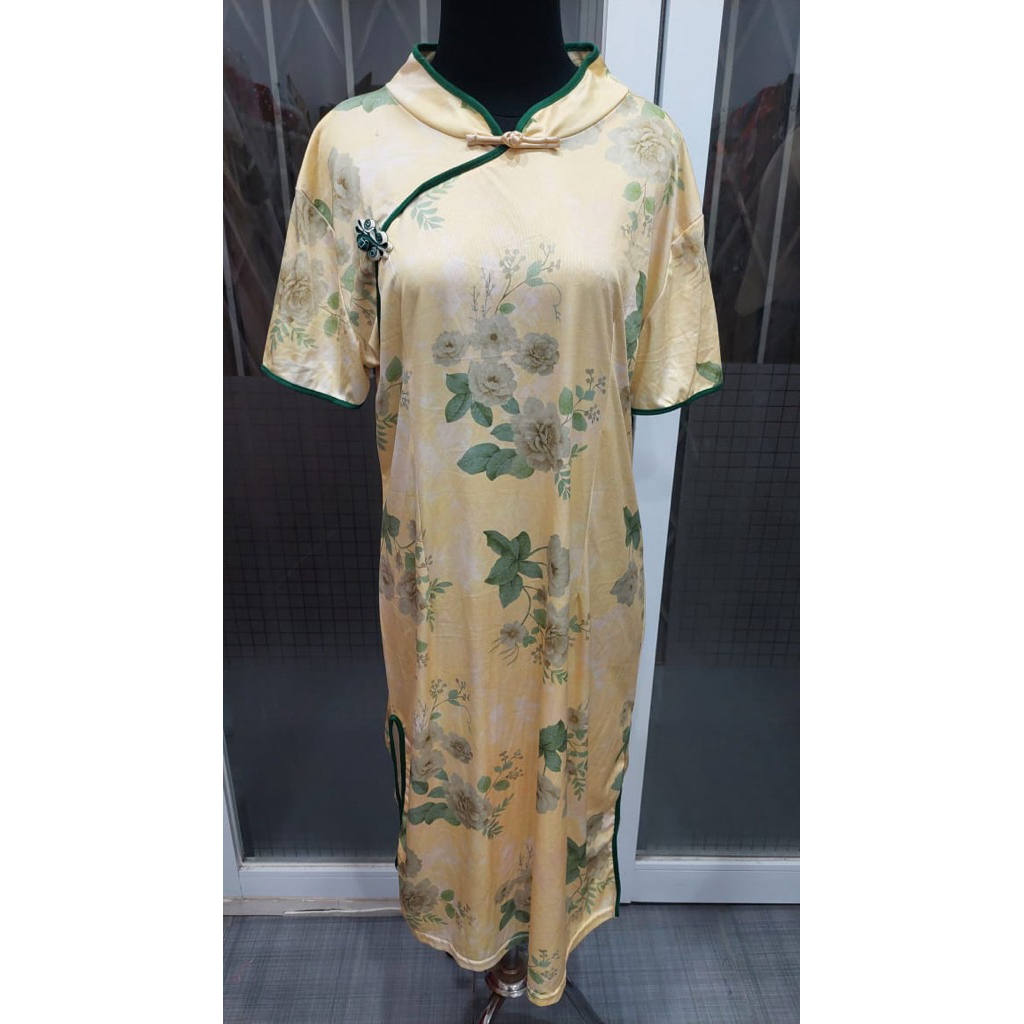 Dress cheongsam big size warna kuning