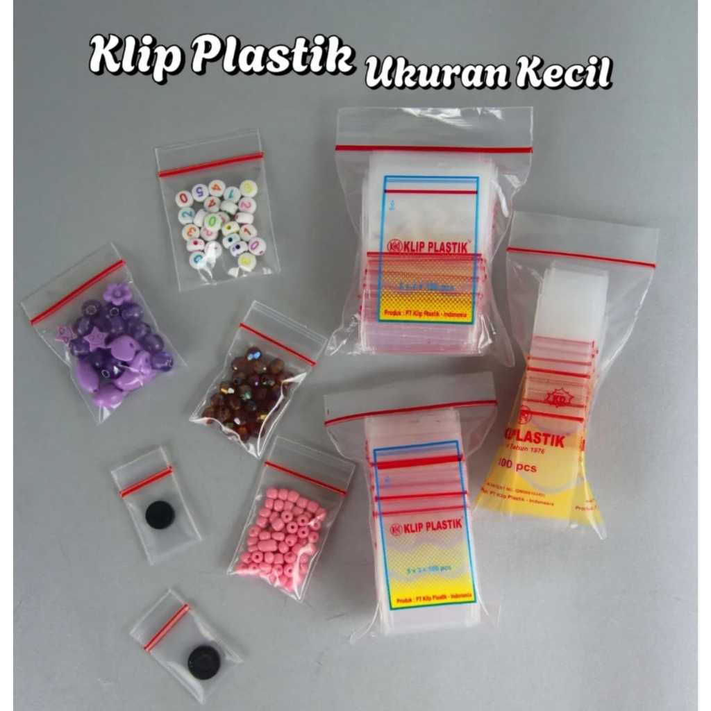 Plastik Klip Kecil 1.8x3.5 cm 2x3.5 cm 2x4.5 cm 2.5x3.5 cm 2.5x4.5cm isi 1000 PCS