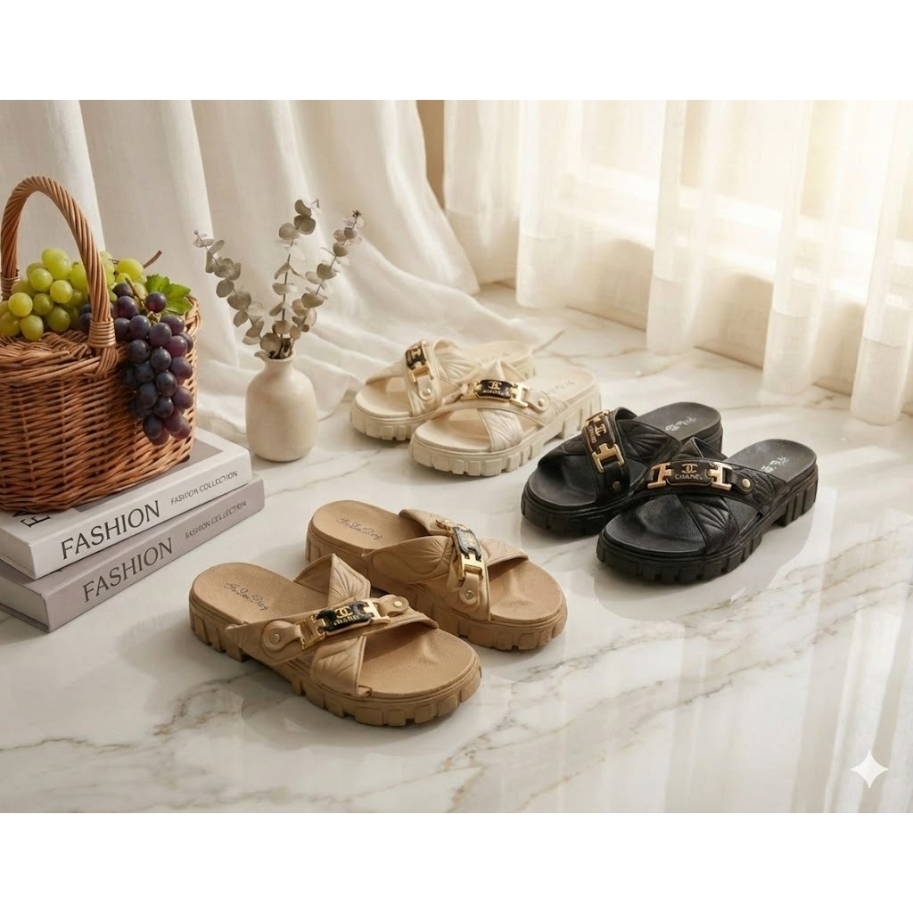 Debina Jaya Official  –  FLD 787-2K -  Size  No. 37-40 -  Sandal Slop Wanita Sandal Karet Tebal Jell