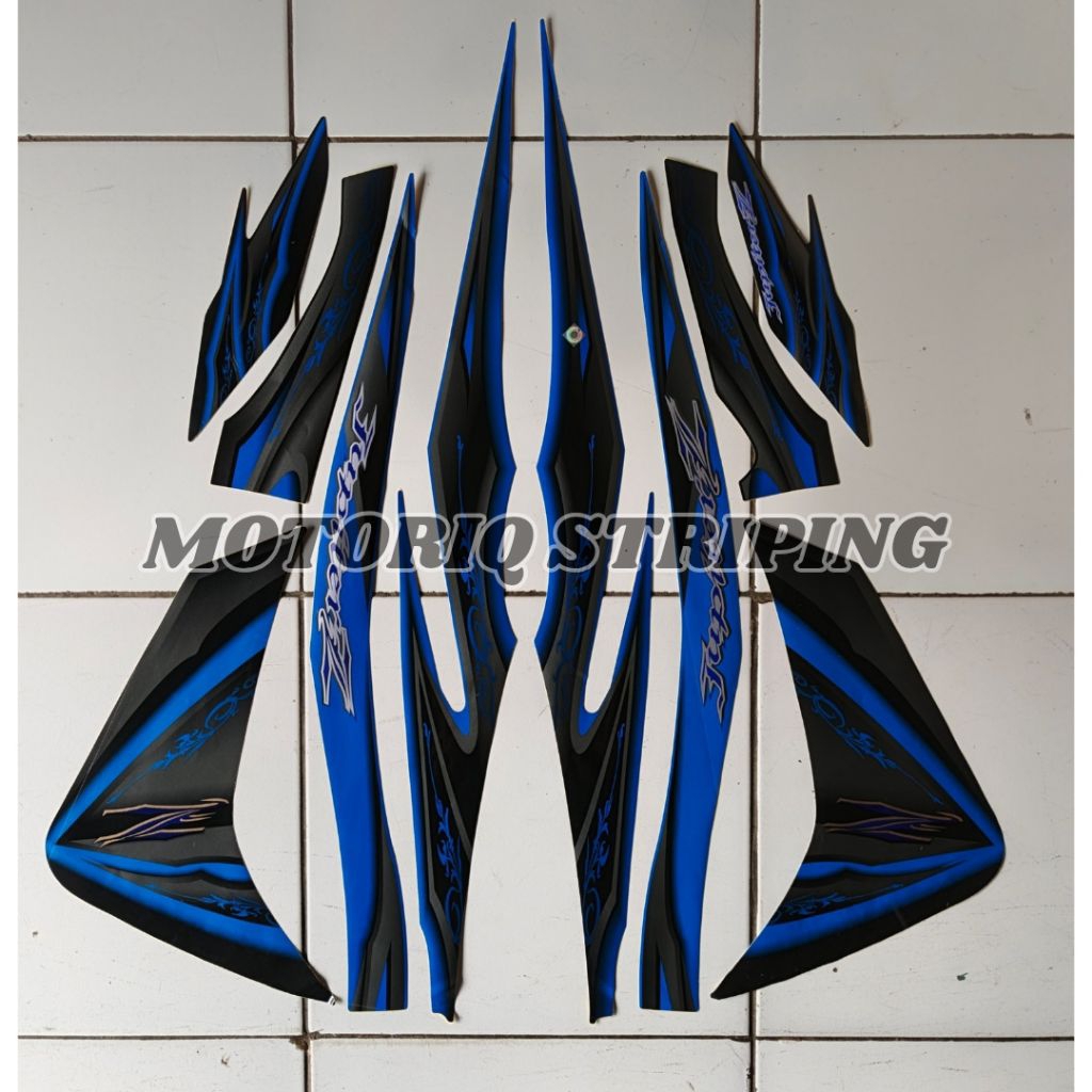 Satu Set Stiker Striping Motor Jupiter Z Robot 2010 Warna Biru Stiker Lis Body Standar