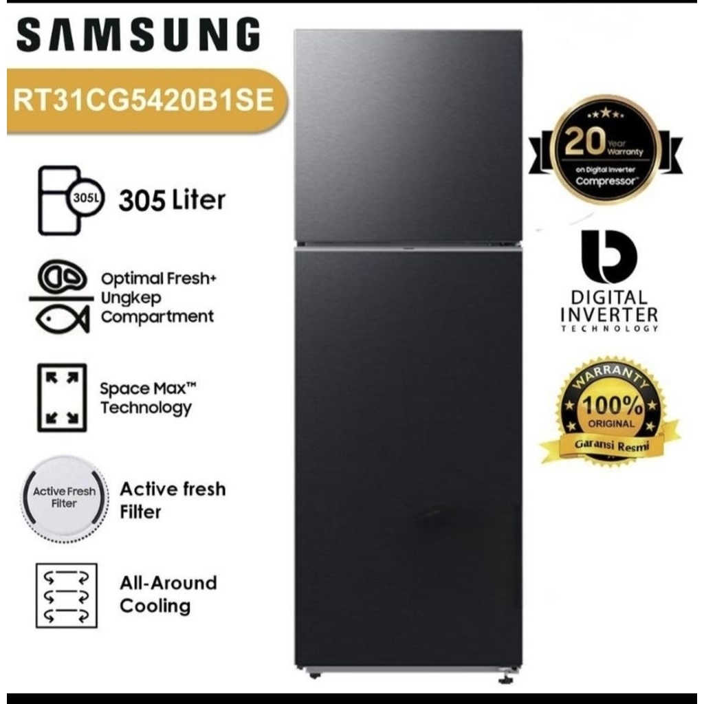 KULKAS SAMSUNG 2 PINTU INVERTER GARANSI KOMPRESOR 20TAHUN RT 31CG5420B1/SE