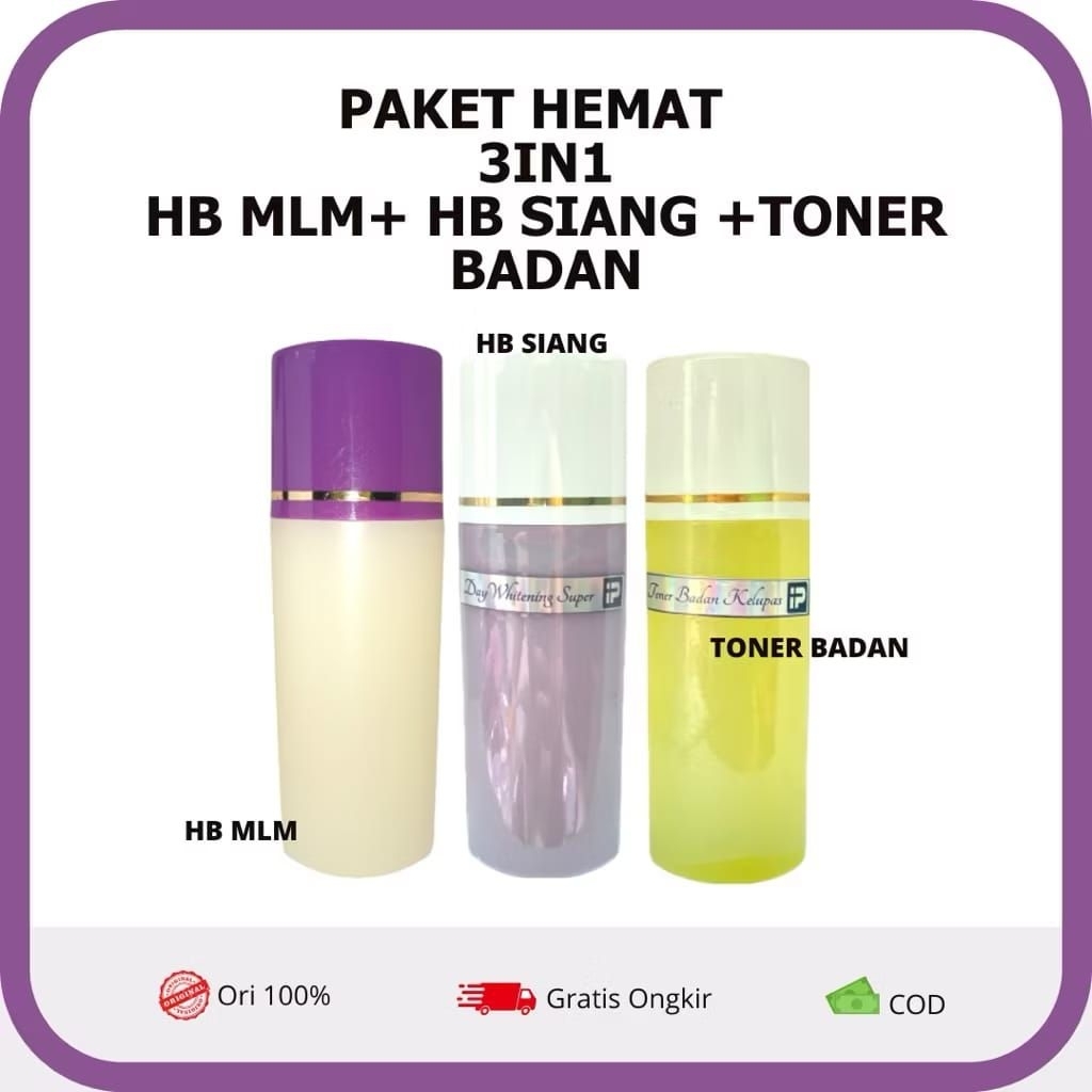 Paket Hb Malam Tutup ungu 3 in 1 (day+night+toner)