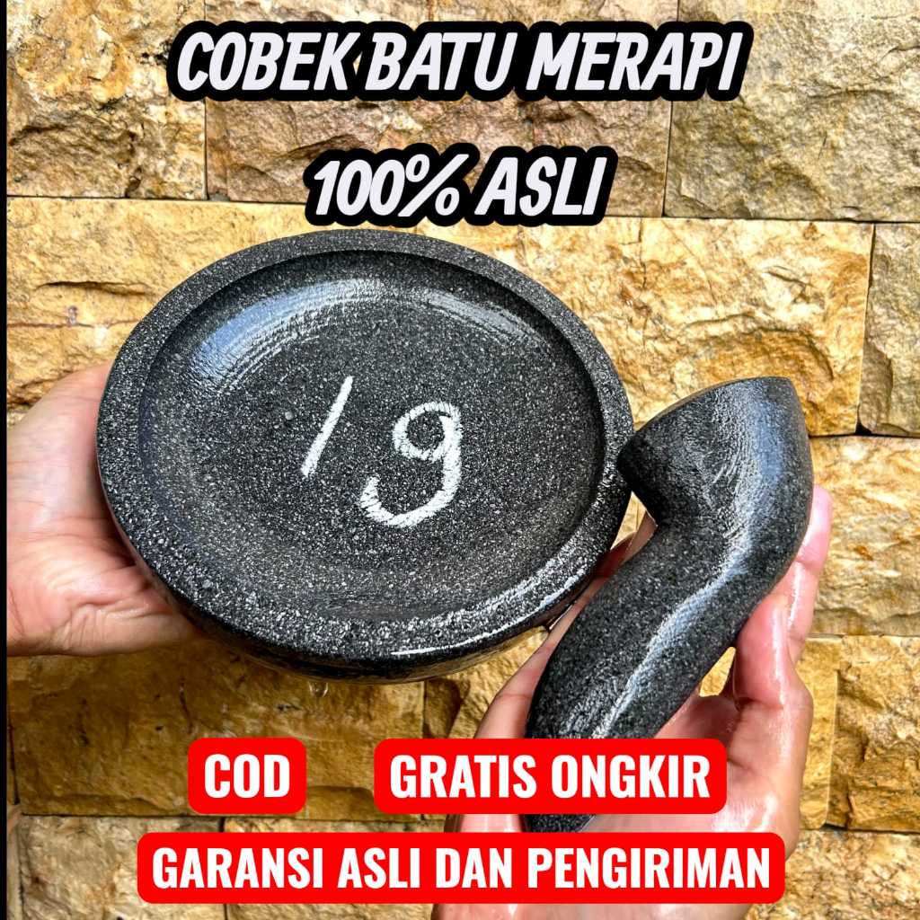 cobek batu asli muntilan magelang 19 cm
