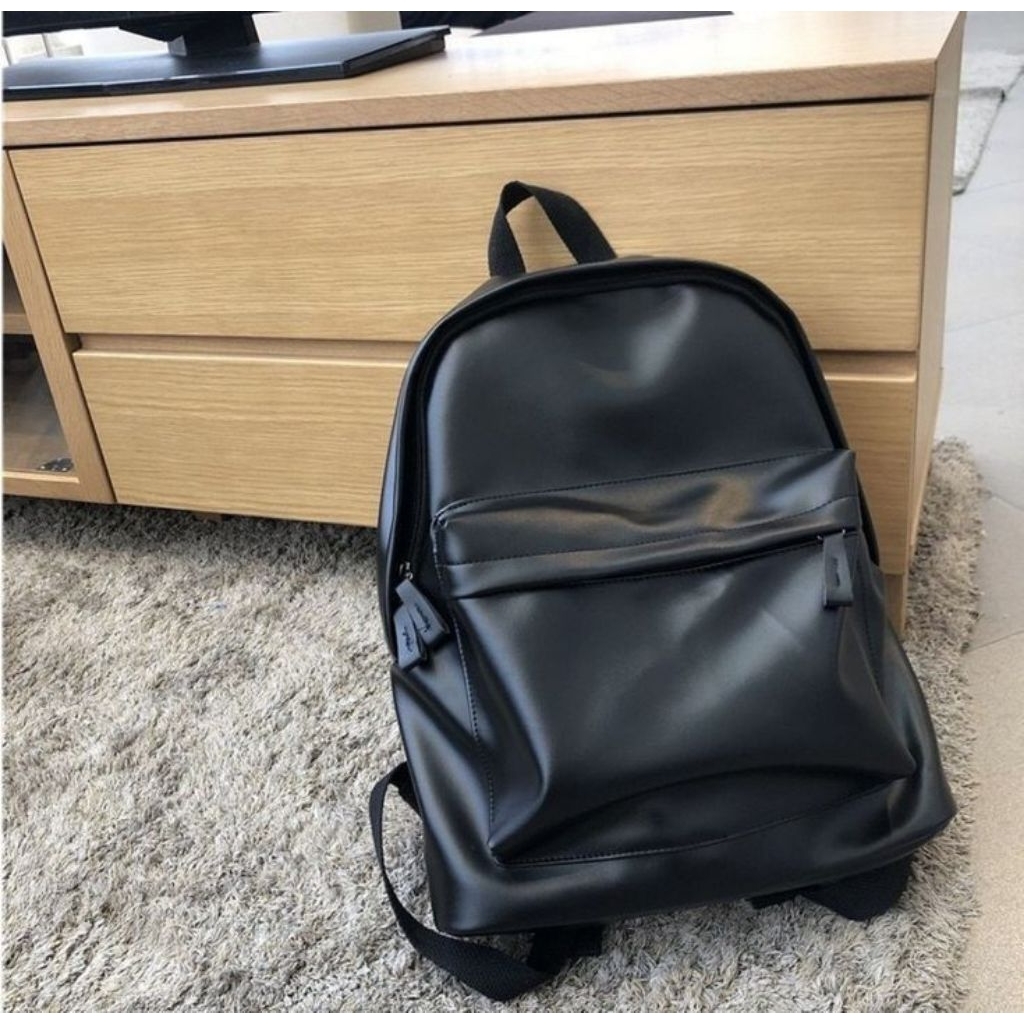 AL - Faruq Tas ransel sekolah tas ransel kerja bahan semi kulit spondof hitam premium