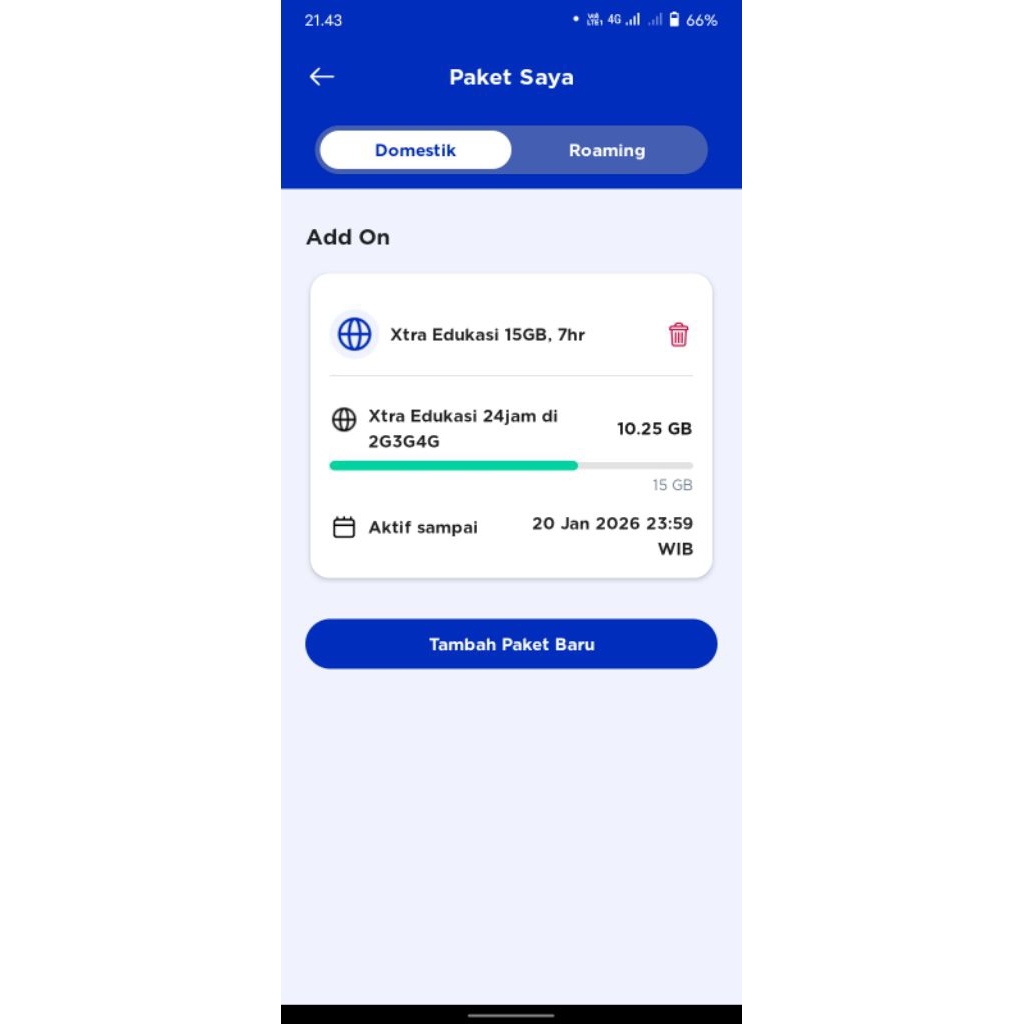 Paket XL edukasi 15Gb 7hr