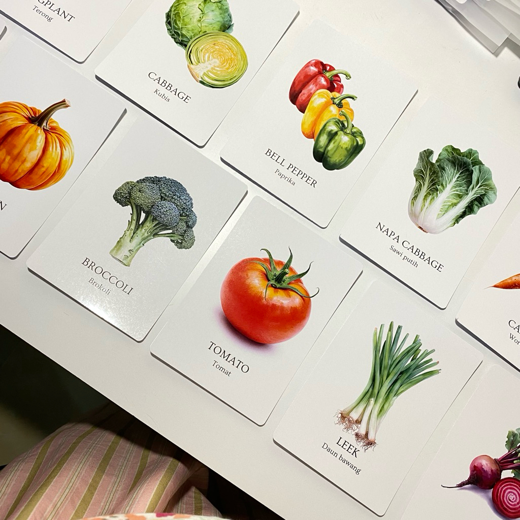 flashcard sayuran- flashcard aesthetic mainan edukasi anak