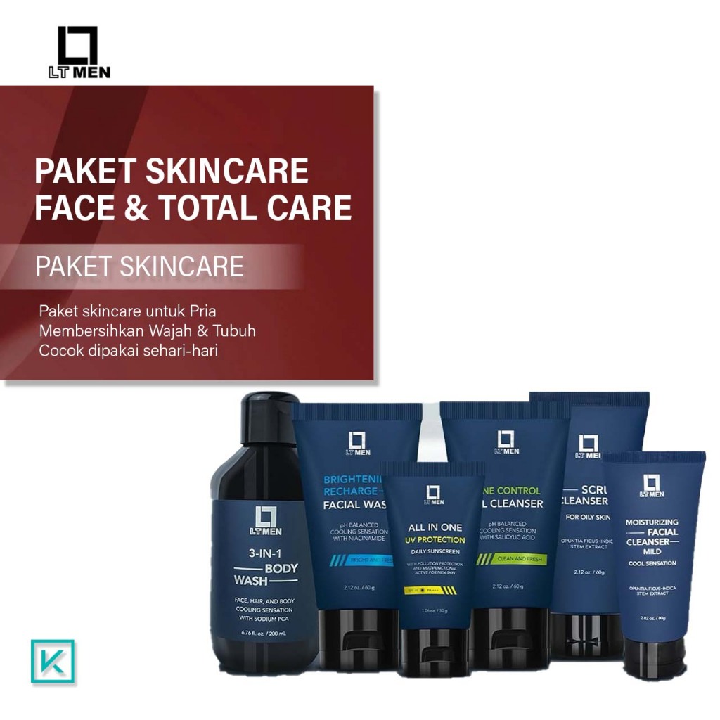 Paket LT Men Skincare - Paket Perawatan Lengkap Untuk Pria Daily Acne Brightening