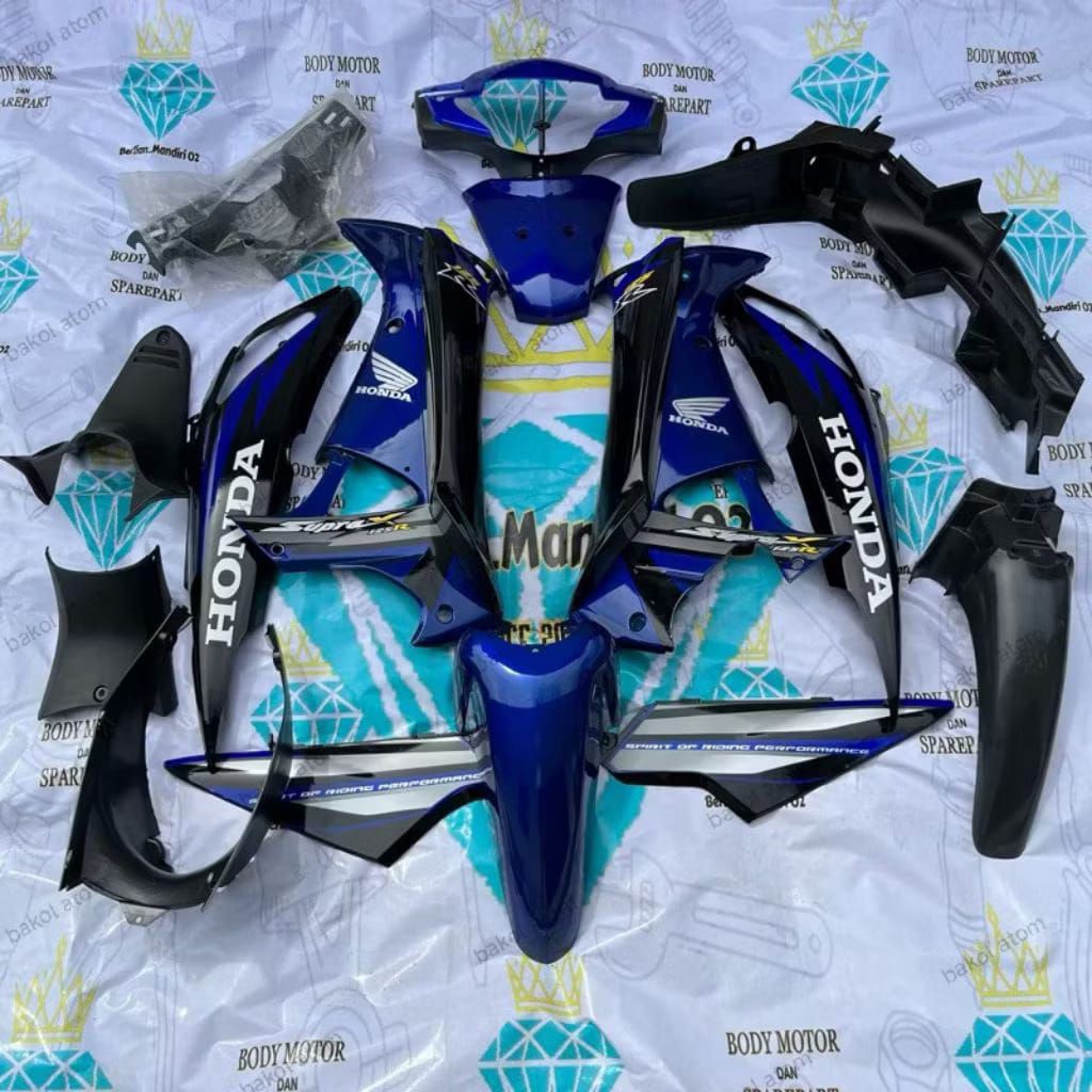 Bodyset Set Body Halus Kasar Honda Supra 125 Lama/Old Supra X Lama Supra Fit Lama Hitam Biru Set Str