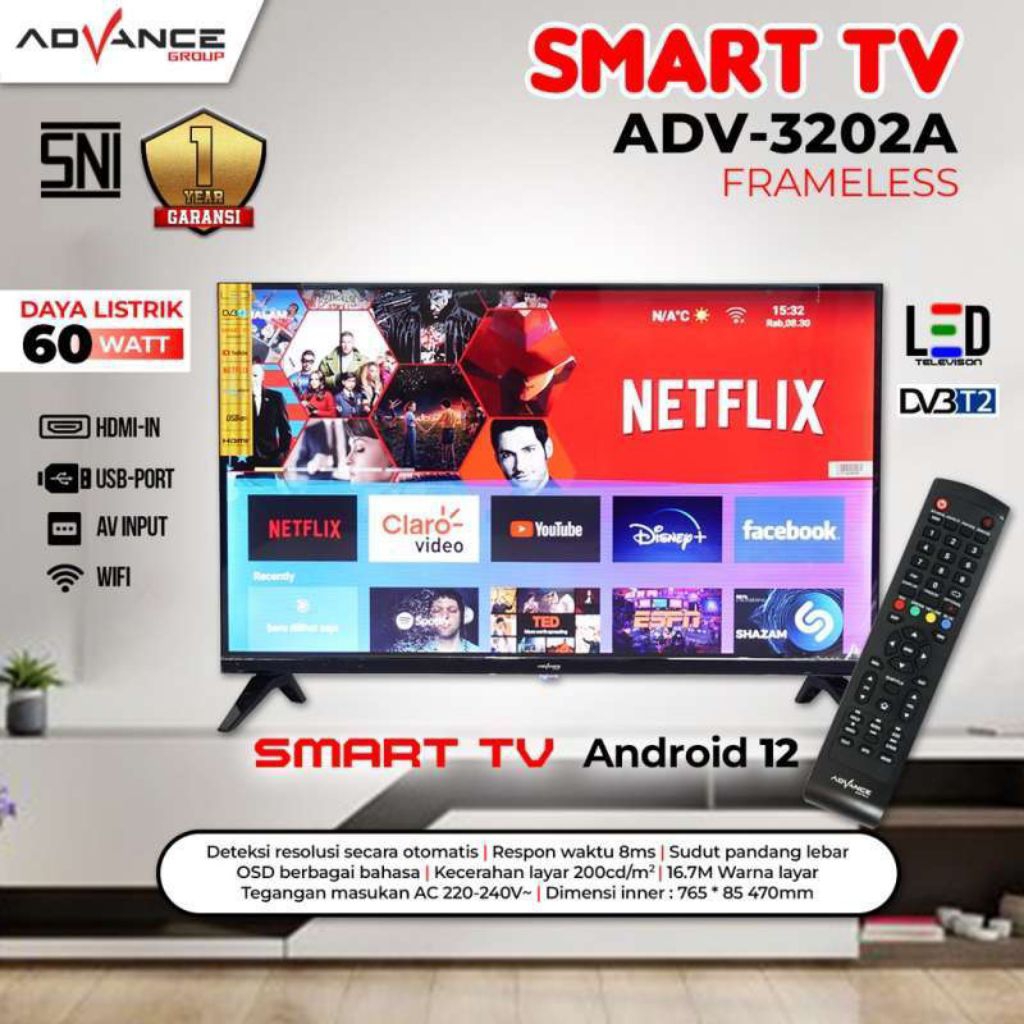 TERMURAH SMART TV ADVAN 32INCH TIPE 3202A BARU SEGEL GARANSI RESMI ADVAN INDONESIA GARANSI TOKO 7 HA