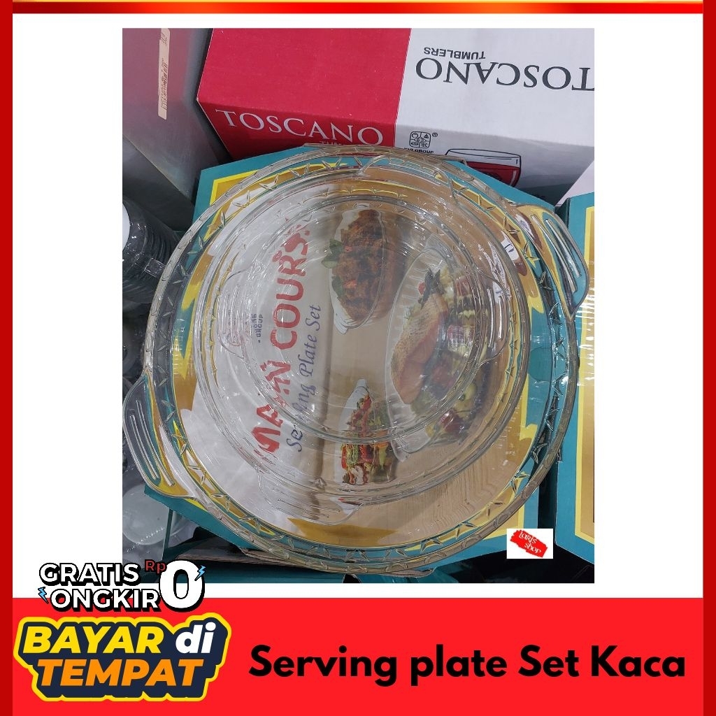 SET (ISI 3) PIRING SAJI BENING KACA OVEN BUAH SAYUR SERVING PLATE SET