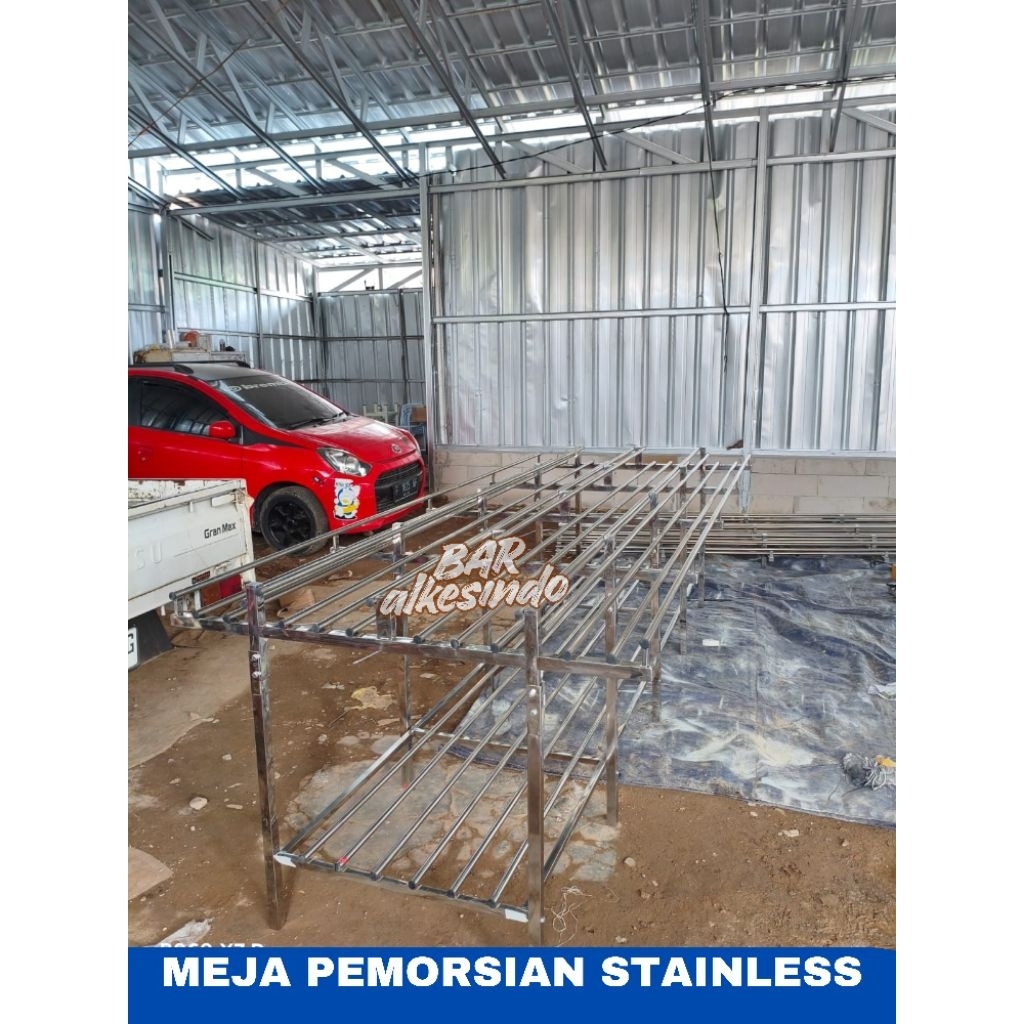 Meja Pemorsian Dapur MBG Stainless | Meja Permosian MBG | Pemorsian Dapur MBG | Perlengkapan Persiap
