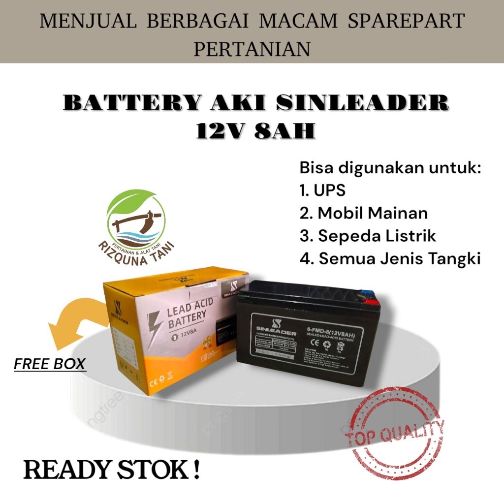 AKI  BATTERY SINLEADER 12V 8 AH / AKI SINLEADER ORIGINAL / AKI SPAREPART / AKI UPS/ AKI MOBIL MAINAN