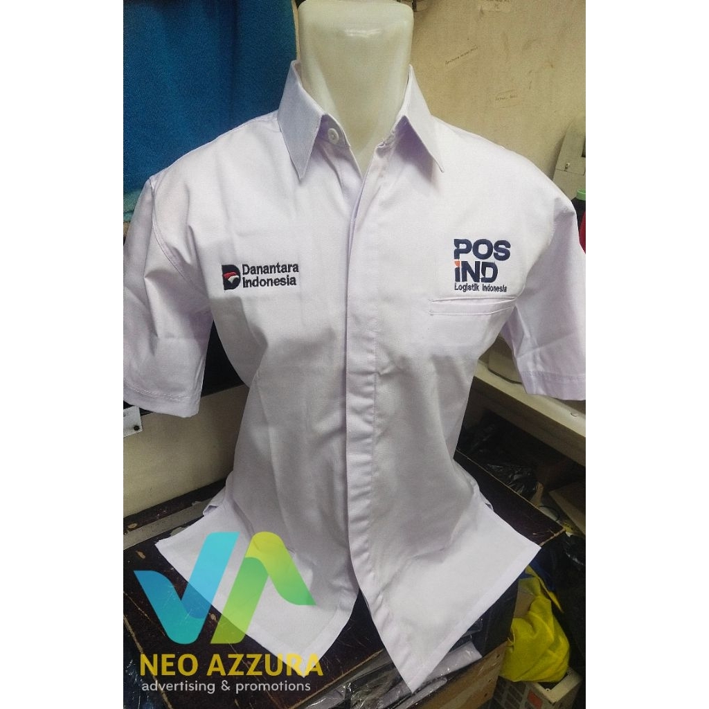 Kemeja Danantara Pos Indonesia putih seragam kerja pria/wanita lengan pendek & panjang | polos & for