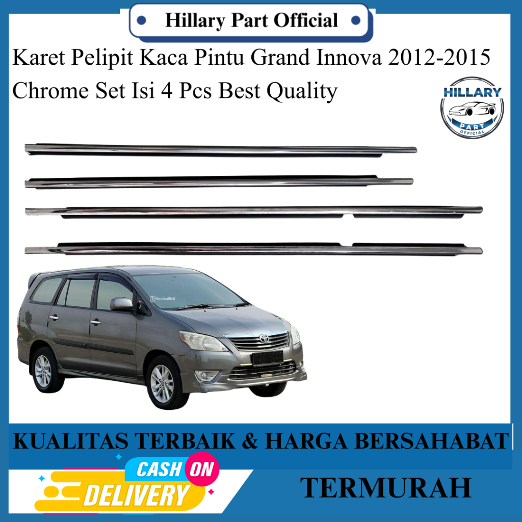 Karet Pelipit Kaca Pintu Grand Innova 2012-2015 Chrome Set Isi 4 Pcs Best Quality