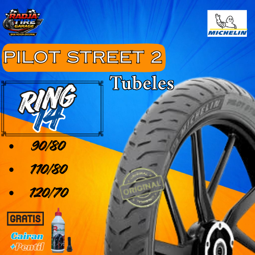 Ban Motor Michelin Pilot Street 2 Ring 14 Tubeless – 90/80 110/80 120/70  | Gratis Cairan & Pentil