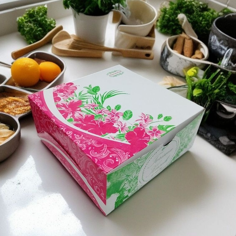 Kotak Kue | 15 x 15 x 6,5 cm | Snack Box Motif Bunga | Dus Kue Selamat Menikmati