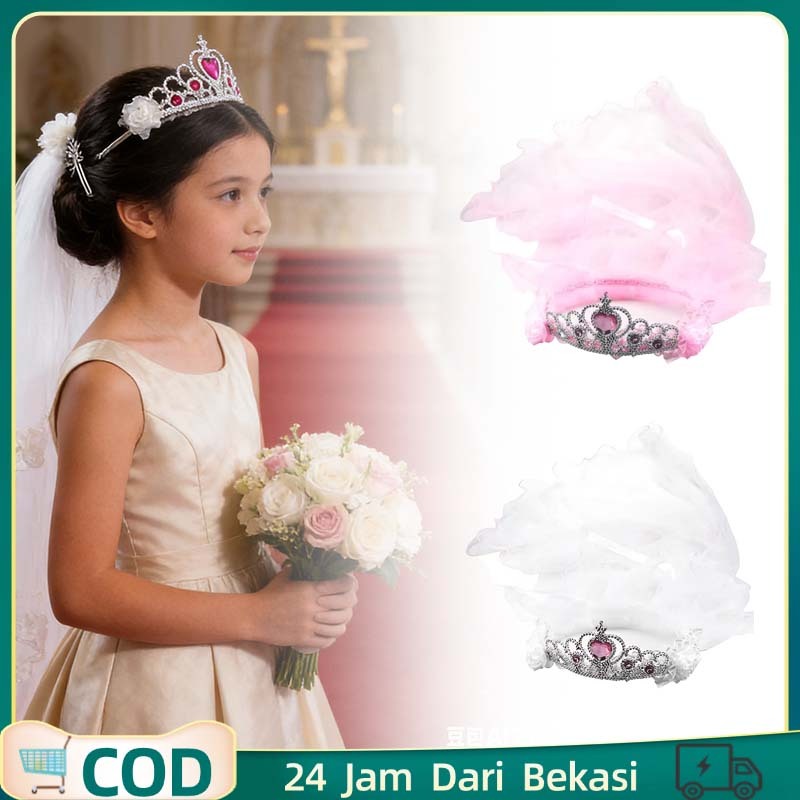 Hiasan Kepala Anak Perempuan Hijab Aksesoris Flower Crown Pesta Bando Mahkota Anak Perempuan Crown V