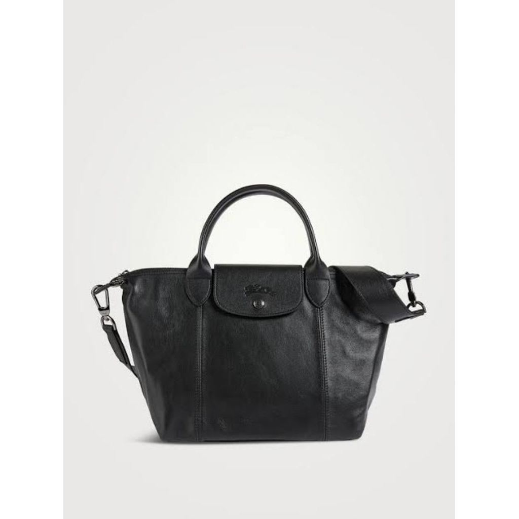 Tas LC Le Pliage Xtra Cuir LLH / Tas Leather Kulit Premium Lembut / Long Champ Black Coffee Brown