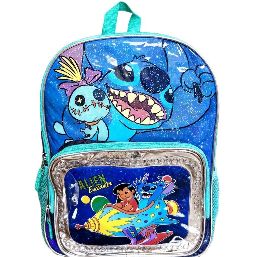 Tas Ransel Sekolah Anak LED Lampu Disney Lilo Stitch Scrump Tosca Biru SD Backpack Perempuan Laki La