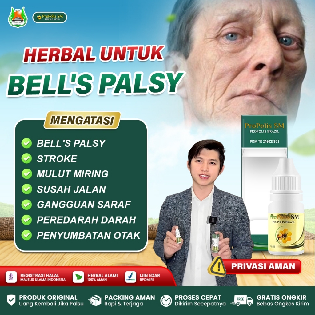Obat Bells Palsy Stroke Ringan Mulut Miring Susah Jalan Penyumbatan Otak  - Propolis SM Brazil Asli
