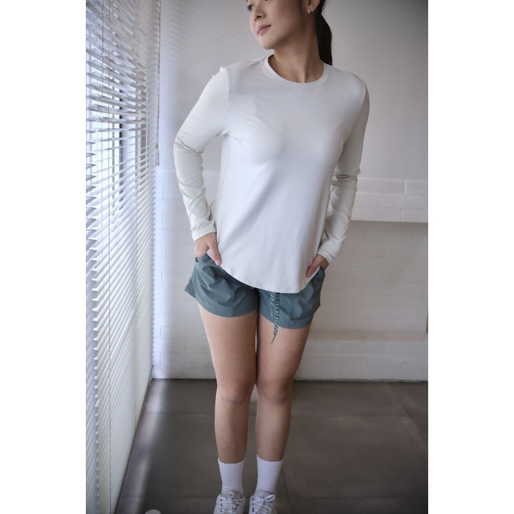 Marin Long Sleeve Ivory M L XL / Baju lengan panjang Olahraga / Baju hijab olahraga / Baju muslim ol