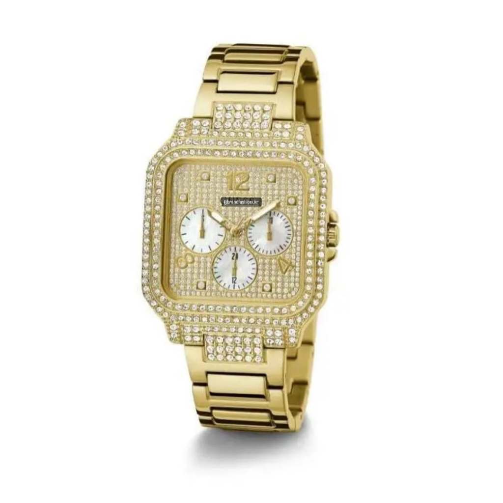 Jam Tangan Kasual Elegan Guess Deco GW0472L2 dengan Strap Metal Emas dan Kaca Saphire Glass