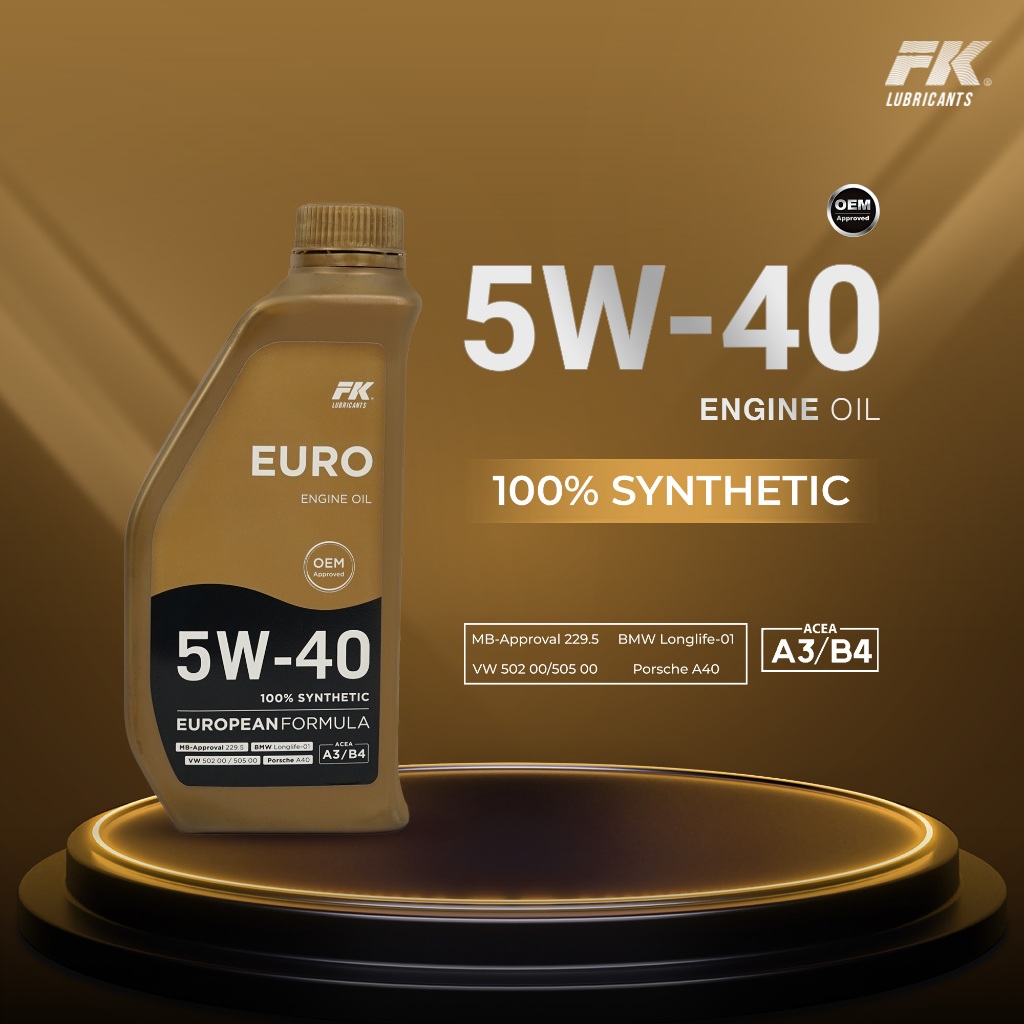 FK Lube, Euro 5W-40, ACEA A3/B4, 100% Synthetic, 1 Liter, Oli Mobil Eropa