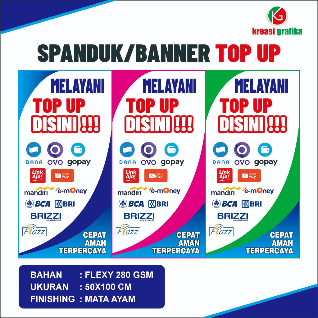 SPANDUK KONTER/ SPANDUK TOP UP/ BANNER TARIK TOP UP/ SPANDUK KONTER TOP UP/ BISA COD