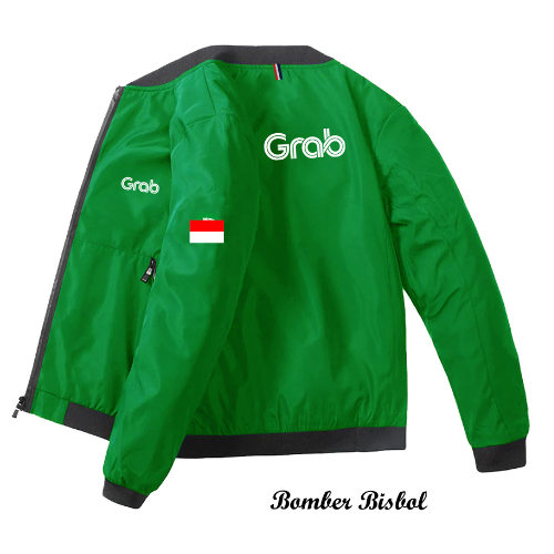 Jaket windbreakers zipper driver ojol grab grabbike original jaket taslan distro grab grabfood water