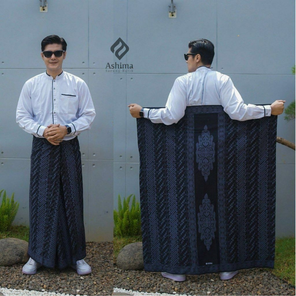 sarung batik ashima motif 2 -  warna Hitam Biru batik pria pekalongan