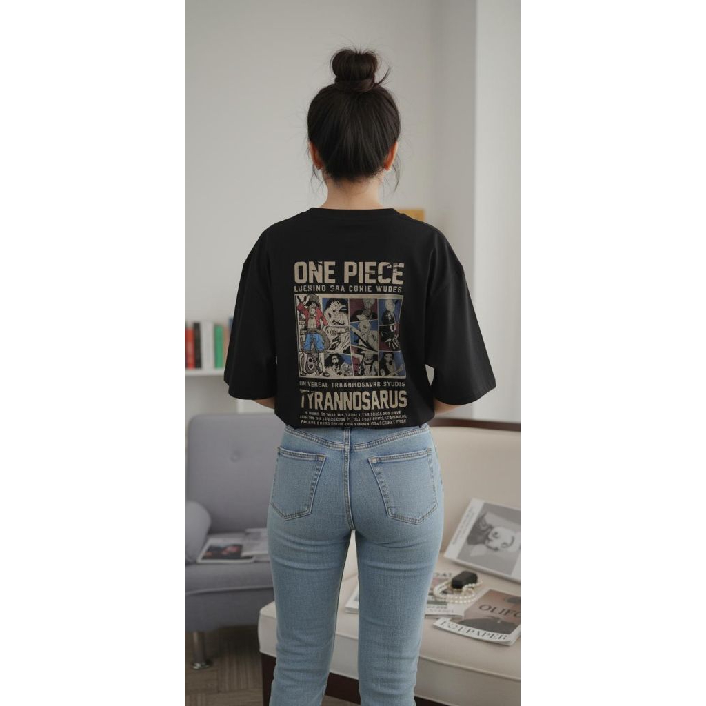 T-shirt Oversized Pola One Piece Anime Jepang Kaos Wanita Lengan Pendek | Kaos Wanita Distro