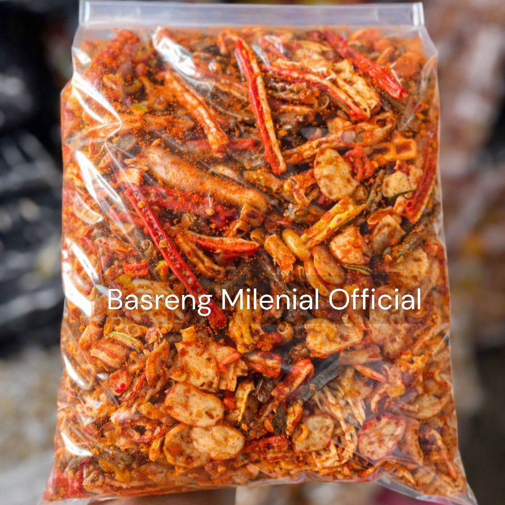 ANEKA CEMILAN PEDAS  DAUN JERUK KILOAN BUMBU REMPAH ASLI PILIHAN BASRENG KERUPUK  BETON KERIPIK KACA